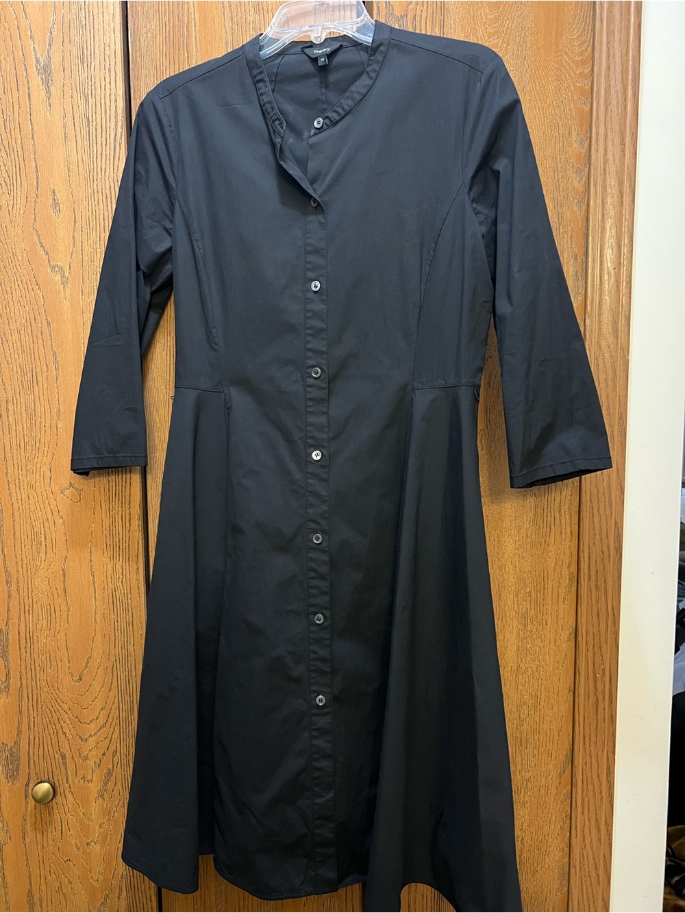 Theory Black Button-Front Midi Dress